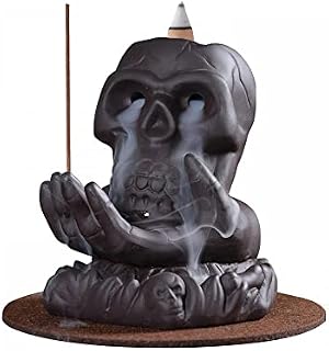 Skull Backflow Incense Burner Ceramic Waterfall Incense Holder with 20 Upgraded Incense Cones 30 Incense Sticks for Aromatherapy Yoga Meditation Home Decor