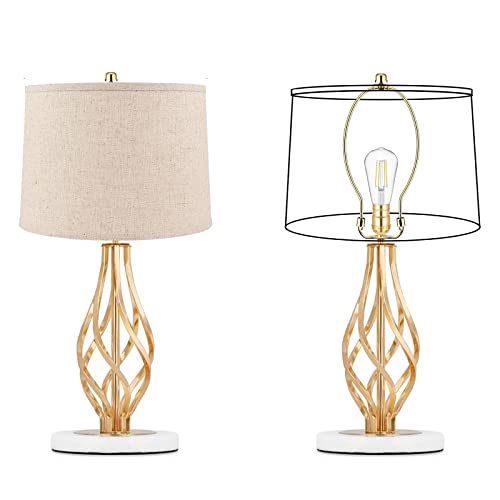 9 Inch 2 Set Brass Lamp Harp Holder With Lamp Finials And Standard Saddle Base Detachable Heavy Duty Metal Horn Frame Lampshade Bracket For Table And Floor Lamp #TOP4