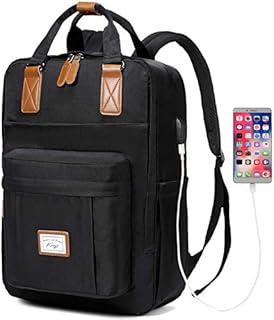 Backpack for Men and Women, Kasgo Water Resistant School Backpack 15.6 inch Laptop Rucksack Casual Daypack USB Charging Port Rucksack Bag for Boys and Girls Travel Work College