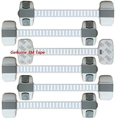 Innovative 6 pcs. Multipurpose Safety Lock from Bebanino / Secure Drawer Cabinet Toilet Seat Appliances Oven Fridge Doors. Keep Your Child Away From Toxic Items / Double-Sided 3M Tape / Baby Safety Lock / EASY Install.