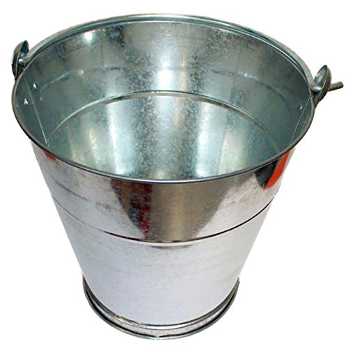 Tradineur - Cubo de Metal galvanizado con asa 16 litros, Cubo zincado Multiuso 30,5 x 31 cm, Limpieza, jardinería, Maceta de jardín metálica Decorativa