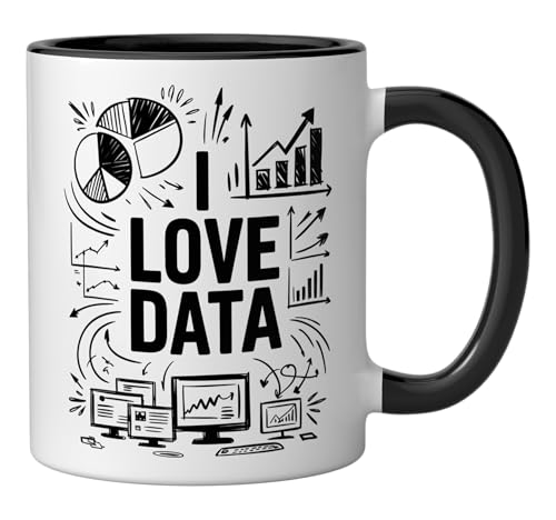 I Love Data, Statistician Data Science And Data Scientist Ceramic Mug, Black/White