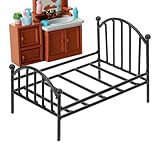 Puppenhaus Metallbett Vintage Stil – Miniatur Puppenbett aus Metall mit feinen Details,...