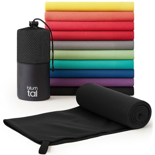 Blumtal Toalla de Microfibra – Juego de 1 Toalla Deportiva – Toalla de Playa de Viaje – Toalla de Secado rápido, compacta, Ultraligera y súper Absorbente – Negro – 120 x 60 cm