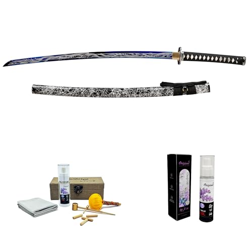 OKSs 1060 Katana and Big Care Kit and Choji Oil Combination,Includes a 1060 Fake Pattern Katana and a Big Katana Cleaning Kit and a Choji Oil