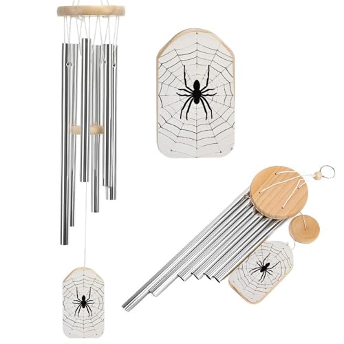 Memorial Wind Chimes Deep Tone Black Cobwebs Windchimes with 6 Tuned Tubes for Garden Patio Decor Sympathy Bereavement Condolence Funeral Gifts for Loss of Loved One, 20.5"