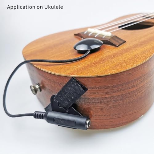 Repaly Guitar pickup, contact microphone piezo pickup, no drilling easy to install musical instrument amplifier accessory, pure sound quality, ukulele amplifier., Black, RE015