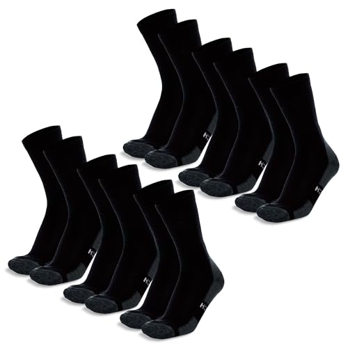 Merino.tech Merino Wool Socks for Women And Men - Merino Wool Hiking Socks Crew Style (Large, Black Pack of 6)