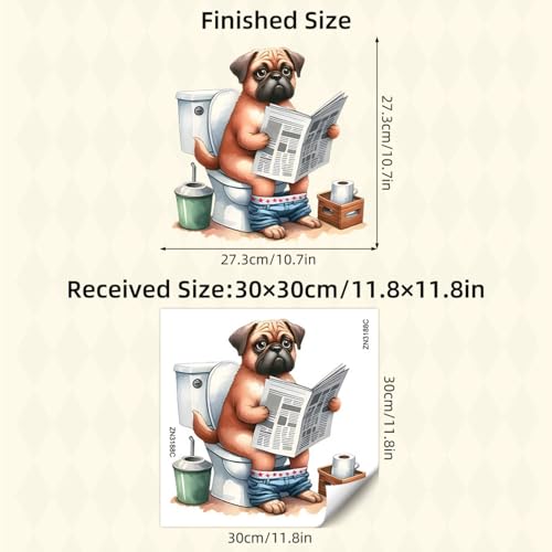 Vinilo decorativo adhesivo perro pug acuarela para baño miniatura 2