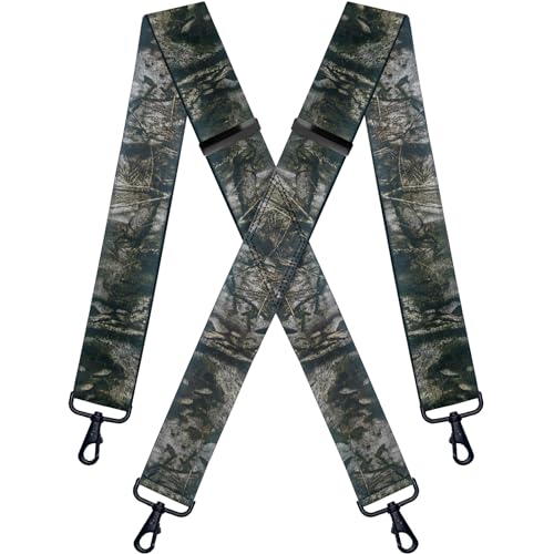 L04AYABY Black Camo Suspenders for Men Heavy Duty Farmers Worker Mens Suspender Snap Hooks X-Back 2 Inch Tool Suspender