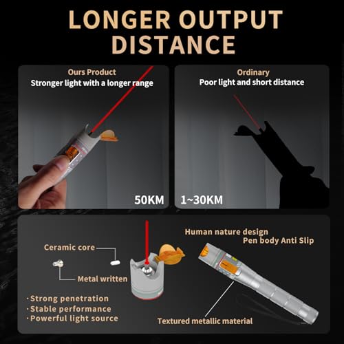2pcs 50km range visual fault locator vfl included fc male to lc female adapter with 25mm universal connector red light pen for network cable test fiber optic source tester for fcscstlc