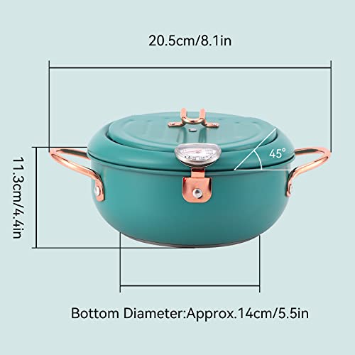 Fritteuse mit Öl mit Kaltzonen Technologie 2200ml Edelstahl Japanischen Stil Tempura Fritteusen mit Thermometer und Öl Abtropfgestell Klein Fryer für Pommes Frites, Fisch und Knuspriges Fleisch – Bild 3