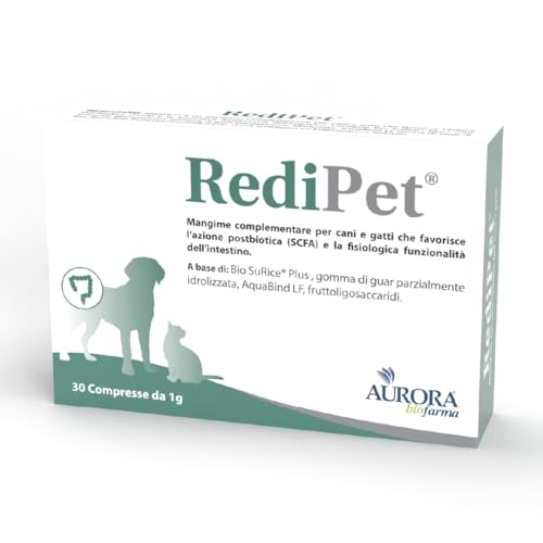 Aurora Biofarma Redipet 30 Compresse - Mangime complementare per cani e gatti che favorisce l’azione postbiotica (SCFA) e la fisiologica funzionalità dell’intestino