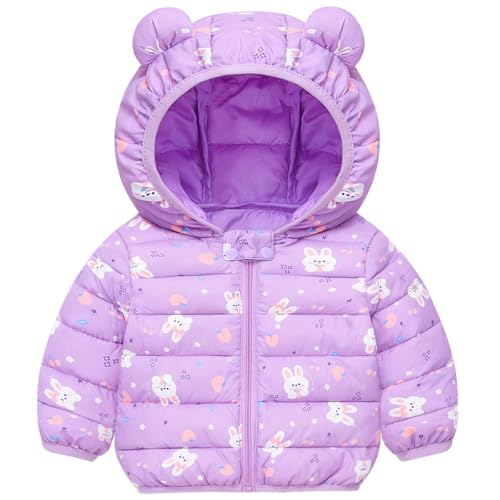 AIWUHE Baby Winter Hooded Down Jacket Boys Girls Light Warm Puffer Coats Toddler Bear Ears Zipper Up Down Coats Outwear 6M-4T
