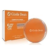 GISÈLE DENIS - Compacto Crema 10 gr, Maquillaje Compacto y Protector Solar Facial, Color Medio Oscuro y FPS50+, con Vitamina E, para Pieles Oscuras, Maquillaje Cara, Bronceado Natural, Unifica el Tono