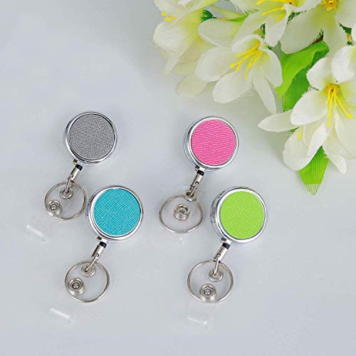 Teskyer 吊り下げ名札用リール リール ストラップ キーホルダー 金具 ステンレス 強力紐タイプ 360度回転するワニ口クリップ付き IDカードホルダー・定期入れ・パスケース用 4個セット(シアン ピンク 黒 緑色) 7枚目