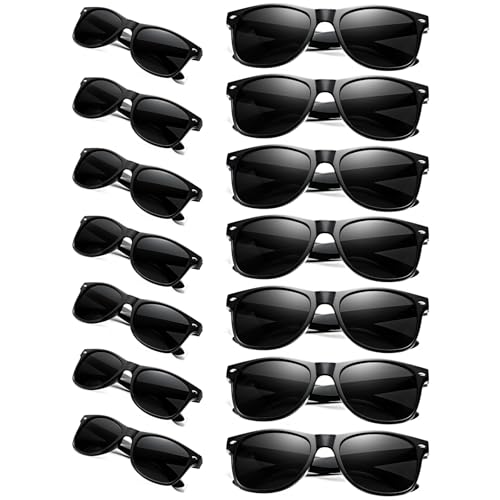 Pibupibu 14 Pack Black Sunglasses Bulk, Retro 80s Adult Black Sunglasses Bachelorette Party Favors by Pibupibu - Used condition - US$12.76