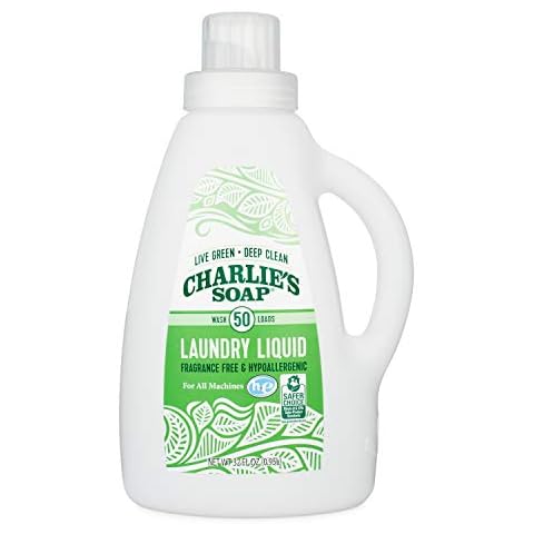 Charlie’s Soap Laundry Liquid (50 Loads, 1 Pack) Natural Deep Cleaning Hypoallergenic Laundry Detergent – Safe, Effective and Non-Toxic Cover