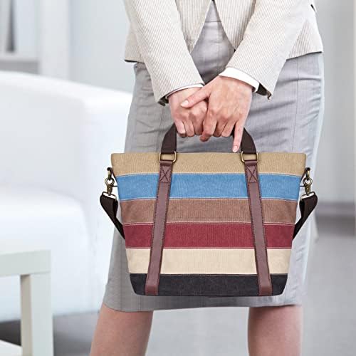 CHEREEKI Handbags for Women Crossbody Bags Tote Shoulder Bags for Ladies with Zip Cord Striped Canvas Top Handle Laptop Bag for Work School Travel Shopping Daily Use Large Capacity