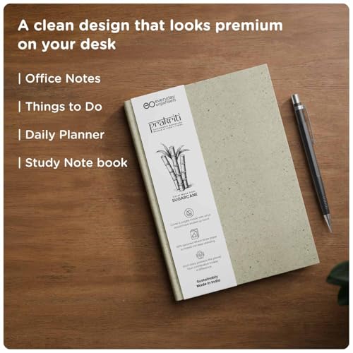 Image of eo Diary for Women & Men | Cover Made from Sugarcane Waste & Wheat Straw Pages | A5 Undated Note Book | Personal Journaling, Daily Planner, Gratitude Diaries Office Executive Diary