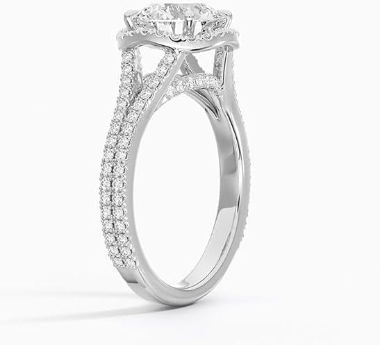 1-5 Carat Round Cut Colorless VVS1 Moissanite Ring | Split Shank Engagement Ring for Women | Crafted in 10K/14K/18K Solid Gold or 925 Sterling Silver | Romantic Valentine Gift