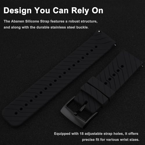 Abanen Quick Release Silicone Watch Band for Garmin Venu X1, Soft Sport Strap with Secure Stainless Steel Buckle Compatible with Venu X1 (Black) by Abanen - Used condition - Image 2