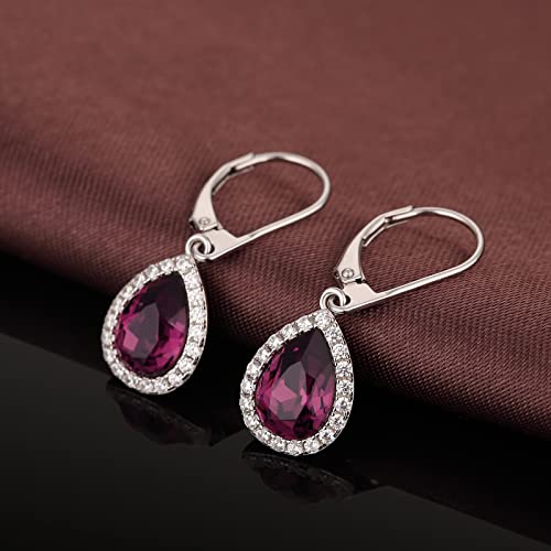 Dangle Drop Earrings Women Diamond Earrings Amethyst Earrings Silver Earrings For Women Silver Drop Earring 925 Sterling Silver Earrings Women Cubic Zirconia Earrings Leverback Earrings #TOP3