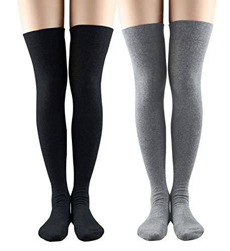 Image of Azue Women Non Slip Thigh High Socks Fashion Tube Stockings above Knee Cosplay Socks