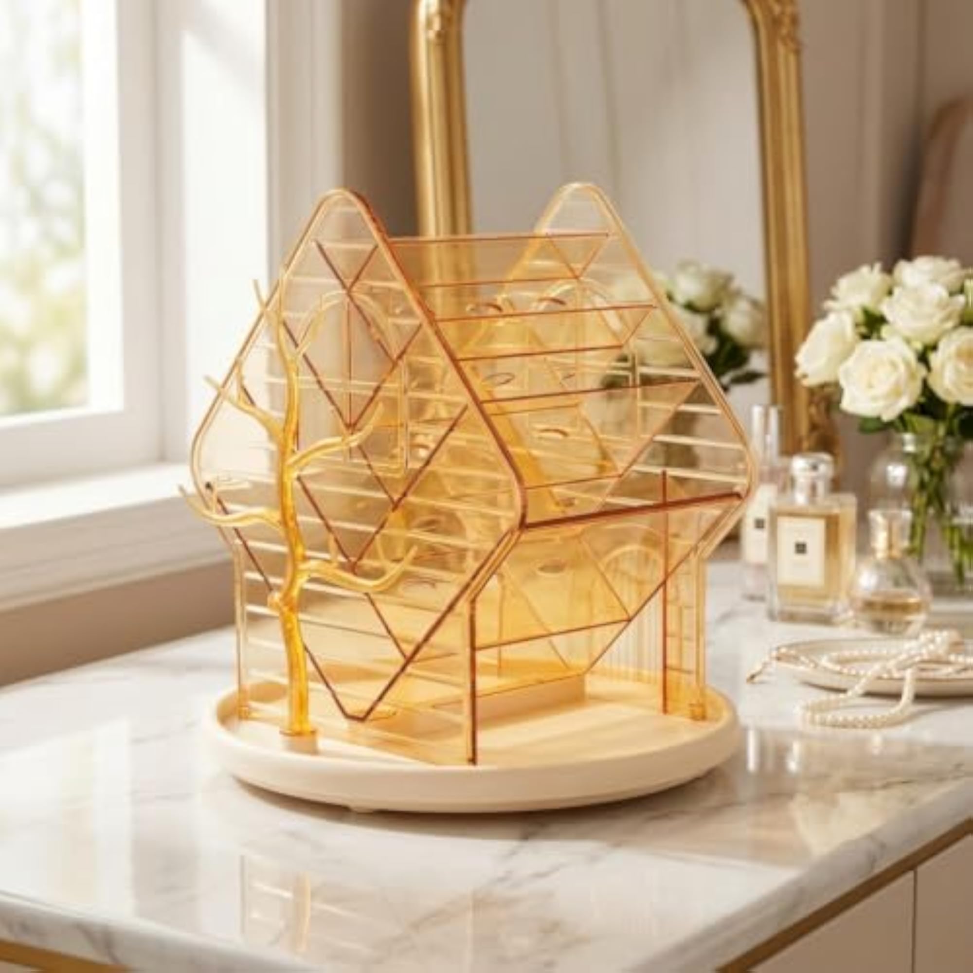 Clear Rotating Cosmetic Organizer Space-Saving