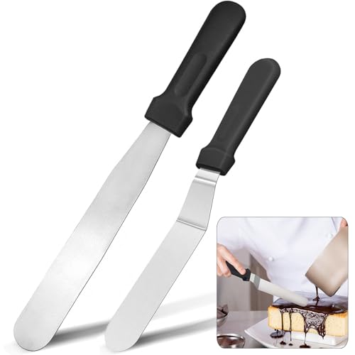 6" Small Angled+8” Straight Icing Spatula,Lmoszuak Professional food grade stainless steel cake spatula,with Sturdy & Durable Handle Spatula,Frosting smoother spatulas for cake decorating,Baking. by Lmoszuak - Used condition - US$7.25