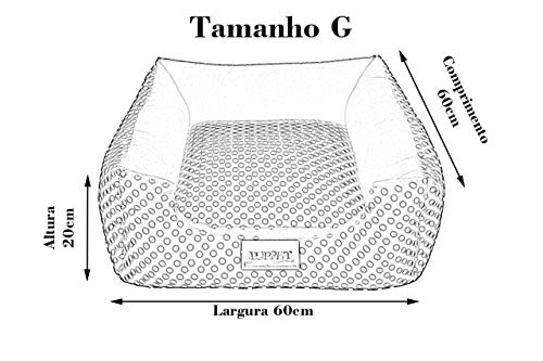 Cama Quadrada para Cachorro ou Gato Luppet Luxo Azul Ossinho G