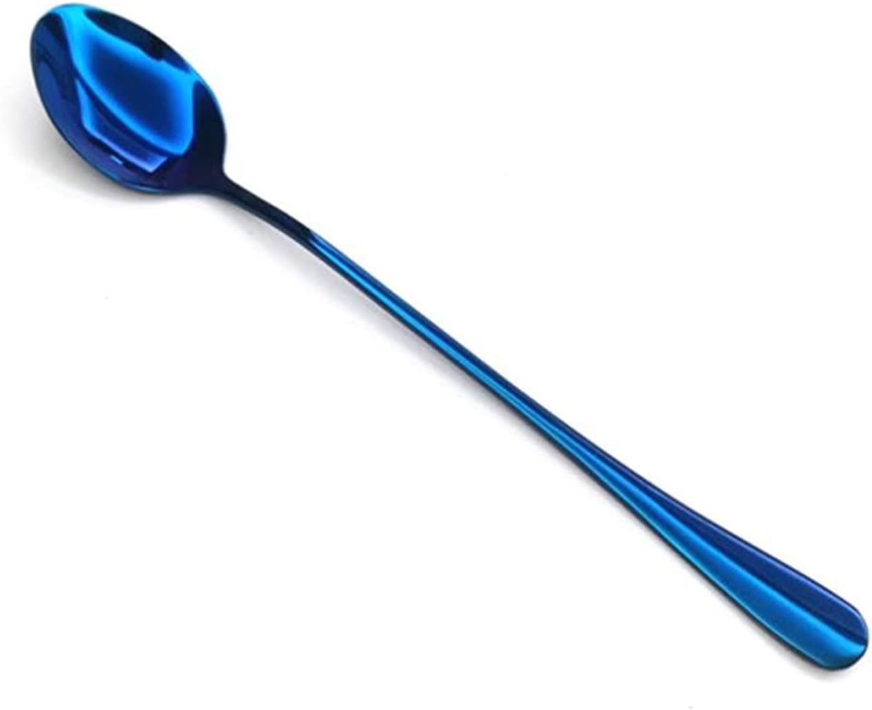 Coffee Scoops Stainless Steel Latte Long Tea Coffee Spoon Soda Ice Cream Dessert Sundae Spoons(Blue)
