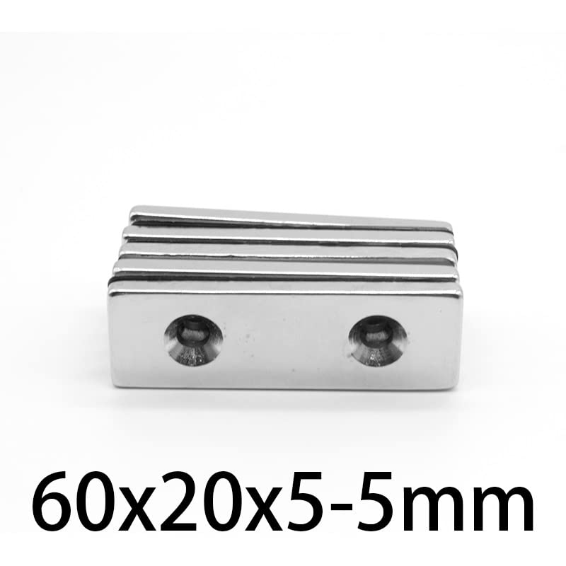1/2/5/10PCS 60 * 20 * 5-5mm Long Sheet Super Holes 5mm Block Rare Earth Neodymium 60x20x5-5mm Magnets(2PCS)