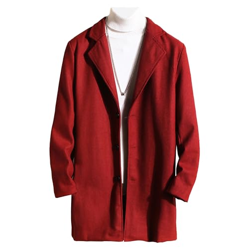 JEShifangjiusu Men'S Trench Coat Long Wool Coat Winter Classic Overcoat Top Pea Coat Casual Business Cotton Blend Jacket