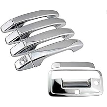 Overun 3-Layers Shiny Chrome Plated Parts Accessories Door Handle+Tailgate with Backup Camera Hole Designed for 2014-2018 Silverado+ Sierra 1500+2500+3500 HD