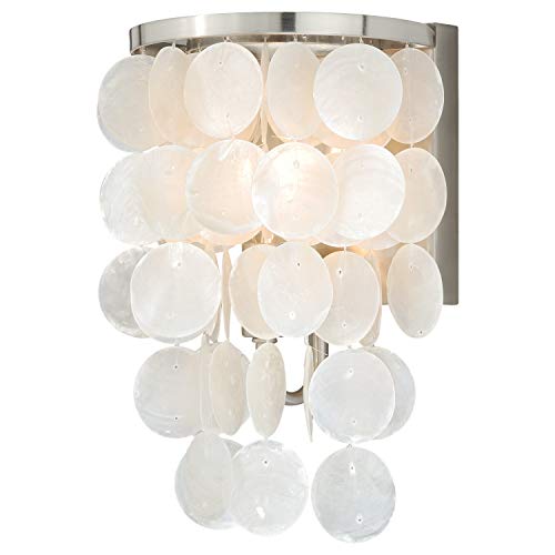 Stylish Satin Nickel Capiz Shell Wall Light - Perfect for a Coastal Bathroom