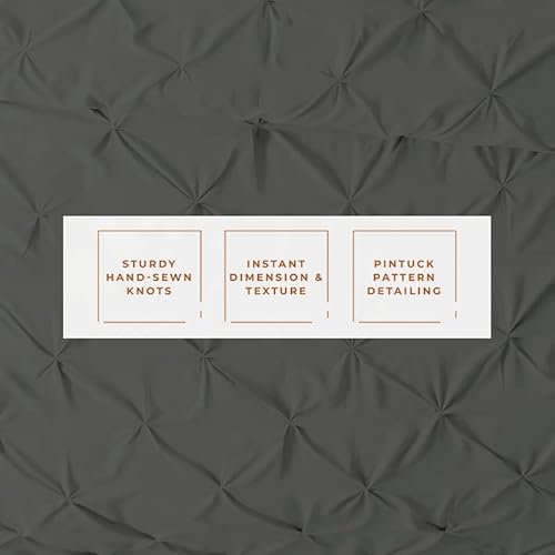 Kotton Culture 600 Tc 3 Piece Pinch Pleated Duvet Set - 100% Egyptian Cotton Comforter Cover With Zipper Closure & Corner Ties | Plush Pintuck Bedding With 2 Pillow Shams (Cal King/King, Grey) #TOP3