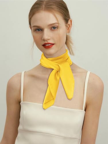 HBselect Chiffon Scarf Square Neck Head Scarf Satin Ribbon Scarf Handkerchief for Women Girls Retro Costume 27.5"4