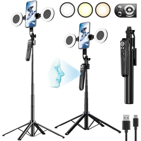 COASD Extendable Auto Face Tracking Tripod 360° Rotation with Light, No App, 70.8" Motion Sensor Phone Tripod Stand, Phone GoPro Mount Gesture Control for Vlog/Live Stream/Video Recording Cover