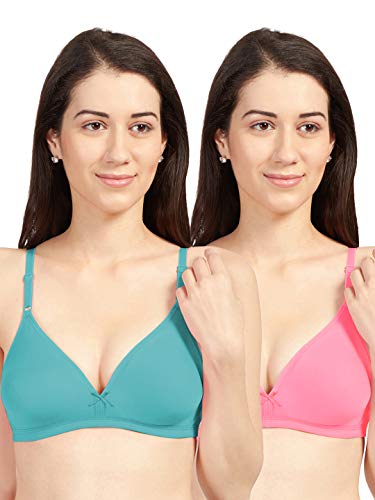 Image of SONARI Omania Womens Non-Padded Cotton Polyester Bras - Solid, Non-Wired, Medium Coverage, Hand Washable (Pack of 2)