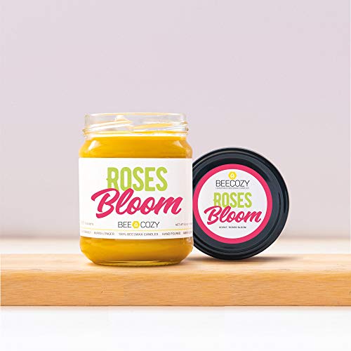 Bougies parfumées fleurs de roses cire d'abeille pour rituel bien-être