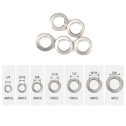 Fastener Tree THQ003-SET 135Pcs Split Lock Washer, 304 Stainless Steel Spring Lock Assortment Kit thumb #1