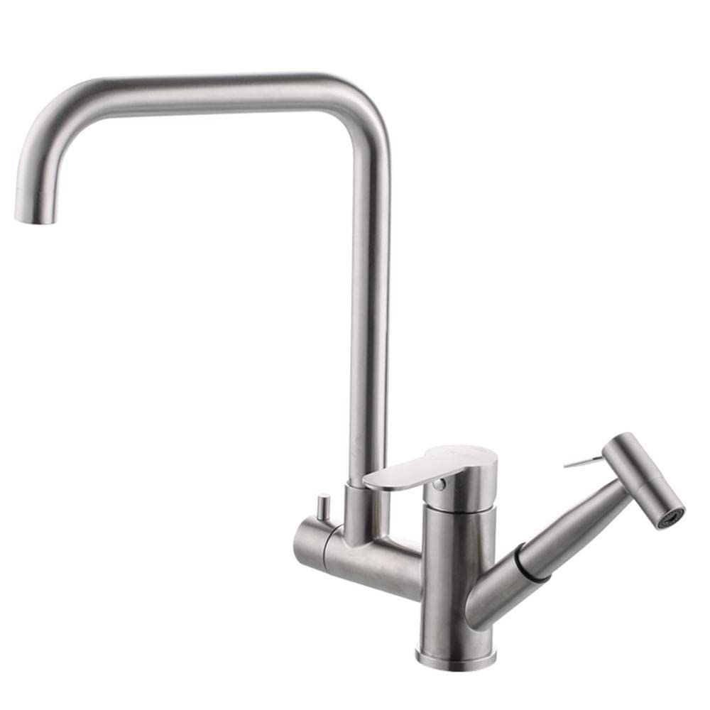 Grifos de cocina de acero inoxidable macizo con caño extraíble multifunción 8