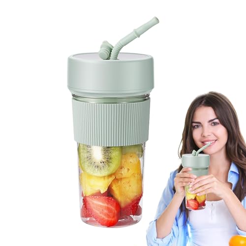 Batidora para zumos frescos – Compacta de 350 ml, seis cuchillas afiladas de acero inoxidable, base portátil recargable, tapa a prueba de fugas | Ideal para batidos, batidos de proteínas,