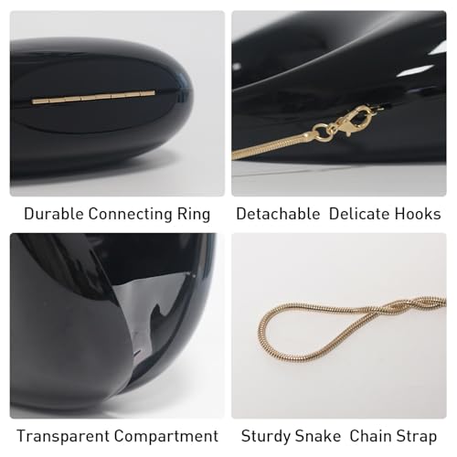Image of Acrylic Evening Handbags for Women Unique Moon Shape Clutch Purse Top-handle Hobo Bag for Wedding Party Cocktail