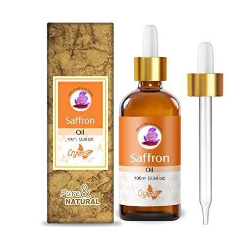 Image of Crysalis Pure Natural Undiluted & Organic Standard Saffron(Crocus sativus) Essential Oil Steam Distilled Hair &Skincare Anti- Acne Minimizes Dead Skin Cells Brightens Complexion Massage Oil - 100ML