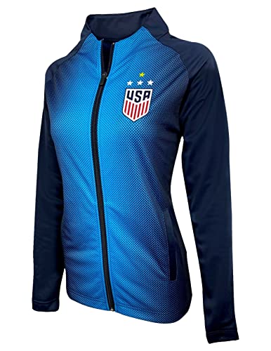 Icon Sports Offical Licensed US Soccer Women's USWNT Full Zip Fitted Track Jacket, XX-Large