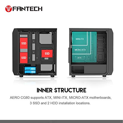 image for Fantech PC Gaming Computer Desktop Case Tempered Glass Side Panel ATX 