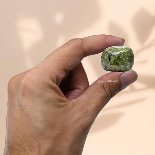 Image of Certified Green Tourmaline in Matrix Crystal Healing Tumbled Stone, Natural Polished Crystals for DIY Crafts, Manifestation, Meditation, Pooja Feng Shui and Reiki Healing (30 Grams)