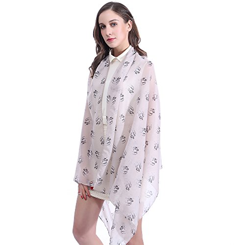 Lina & Lily Sciarpa Stola Donna con stampa Cani